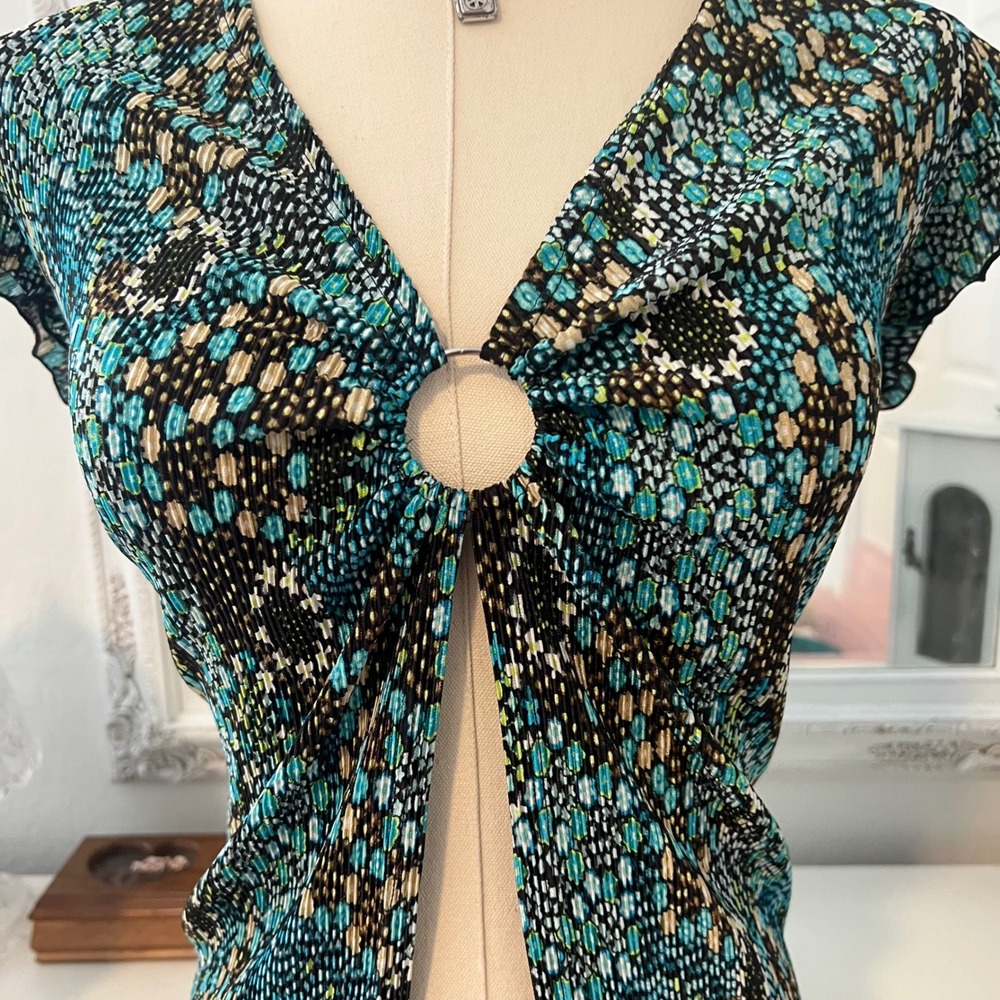 vintage y2k paisley printed open front top - Picture 3 of 5